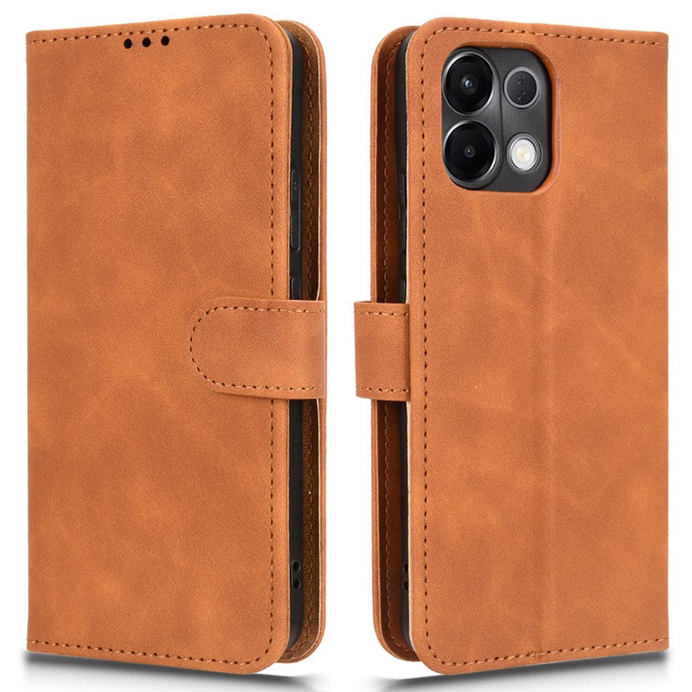 Leather Case For Oppo K13 5G / K13x / K12s (China) Skin Feel Anti Drop Wallet Flip Phone Cover - Brown