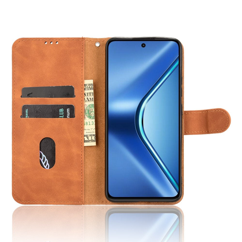 Leather Case For Oppo K13 5G / K13x / K12s (China) Skin Feel Anti Drop Wallet Flip Phone Cover - Brown