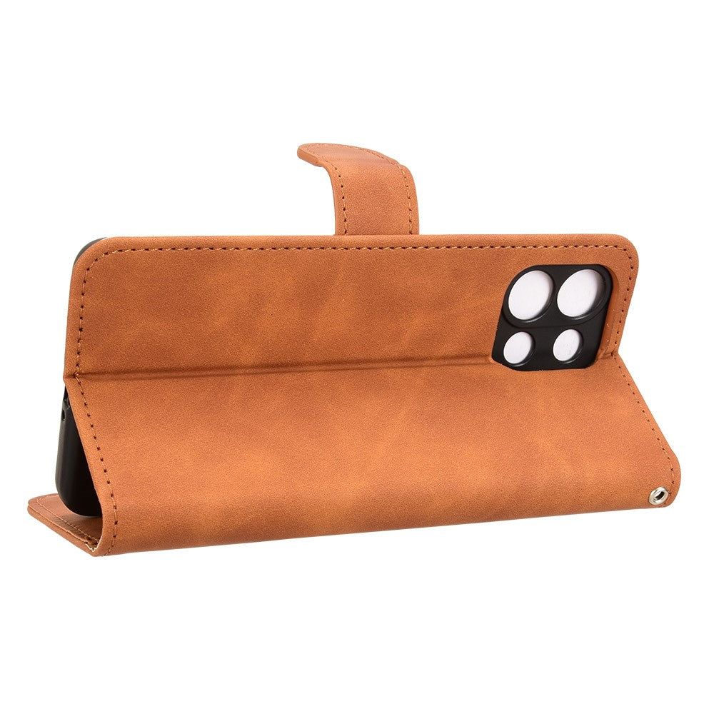 Leather Case For Oppo K13 5G / K13x / K12s (China) Skin Feel Anti Drop Wallet Flip Phone Cover - Brown