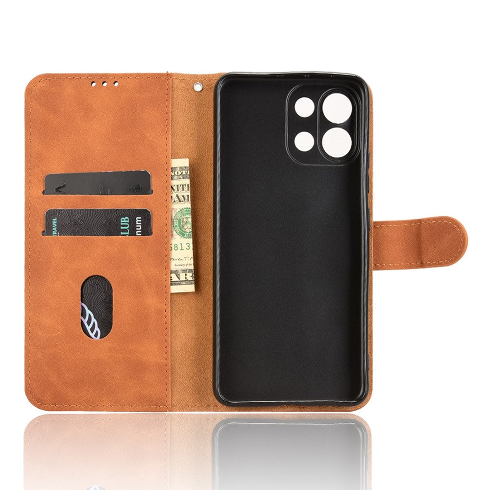 Leather Case For Oppo K13 5G / K13x / K12s (China) Skin Feel Anti Drop Wallet Flip Phone Cover - Brown