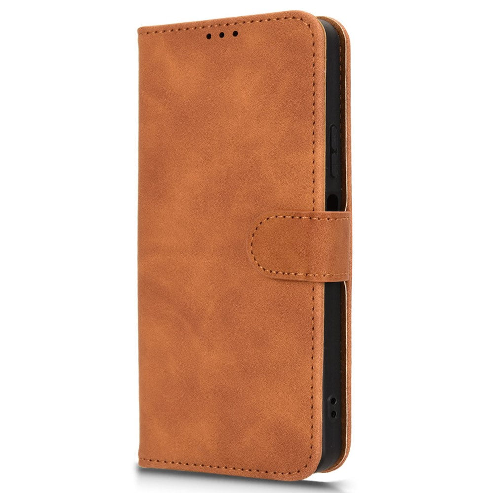 Leather Case For Oppo K13 5G / K13x / K12s (China) Skin Feel Anti Drop Wallet Flip Phone Cover - Brown