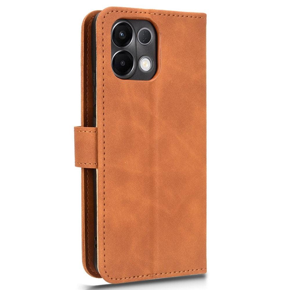 Leather Case For Oppo K13 5G / K13x / K12s (China) Skin Feel Anti Drop Wallet Flip Phone Cover - Brown