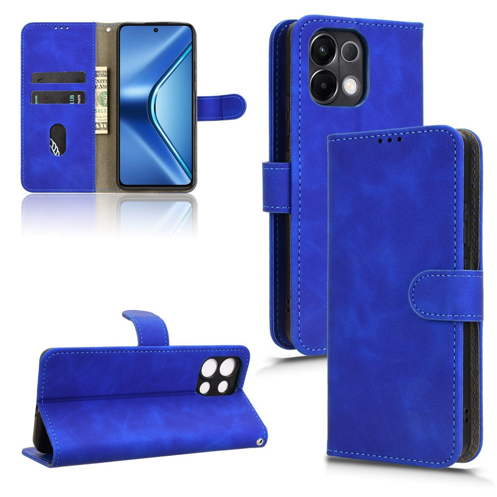 Leather Case For Oppo K13 5G / K13x / K12s (China) Skin Feel Anti Drop Wallet Flip Phone Cover - Blue