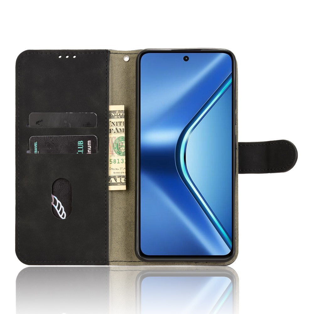 Leather Case For Oppo K13 5G / K13x / K12s (China) Skin Feel Anti Drop Wallet Flip Phone Cover - Black