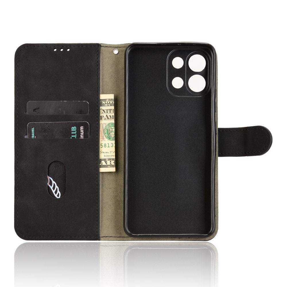 Leather Case For Oppo K13 5G / K13x / K12s (China) Skin Feel Anti Drop Wallet Flip Phone Cover - Black