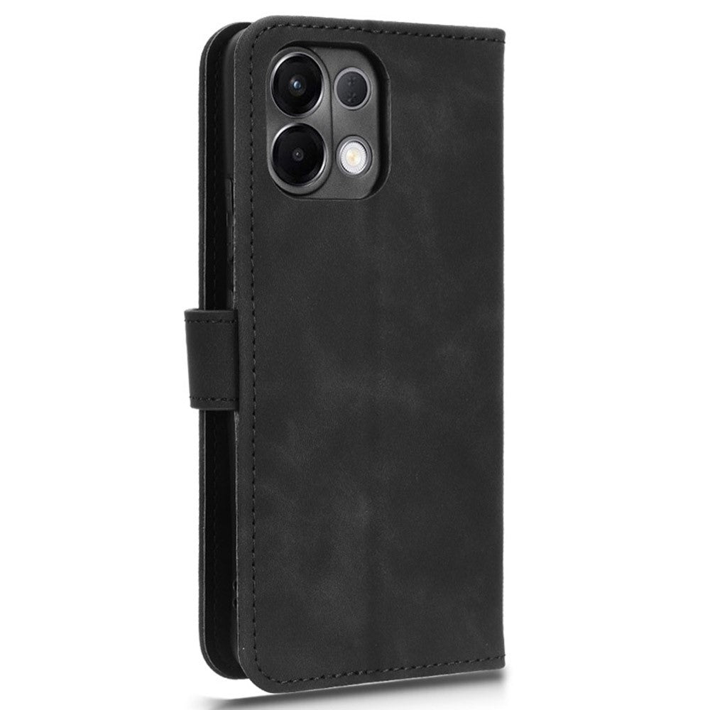 Leather Case For Oppo K13 5G / K13x / K12s (China) Skin Feel Anti Drop Wallet Flip Phone Cover - Black