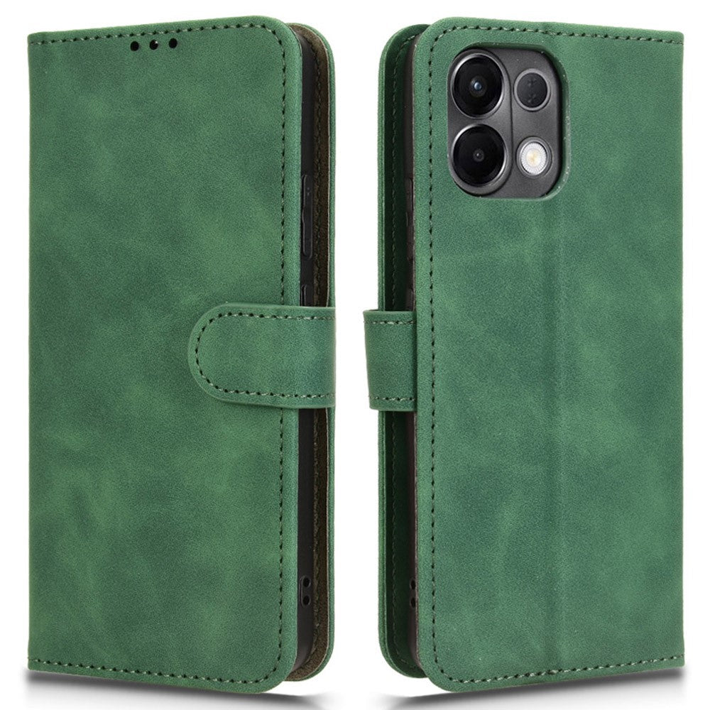 Leather Case For Oppo K13 5G / K13x / K12s (China) Skin Feel Anti Drop Wallet Flip Phone Cover - Green