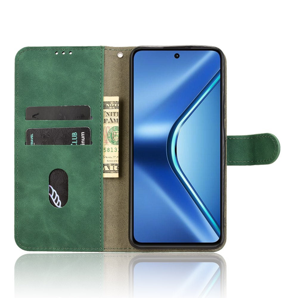 Leather Case For Oppo K13 5G / K13x / K12s (China) Skin Feel Anti Drop Wallet Flip Phone Cover - Green
