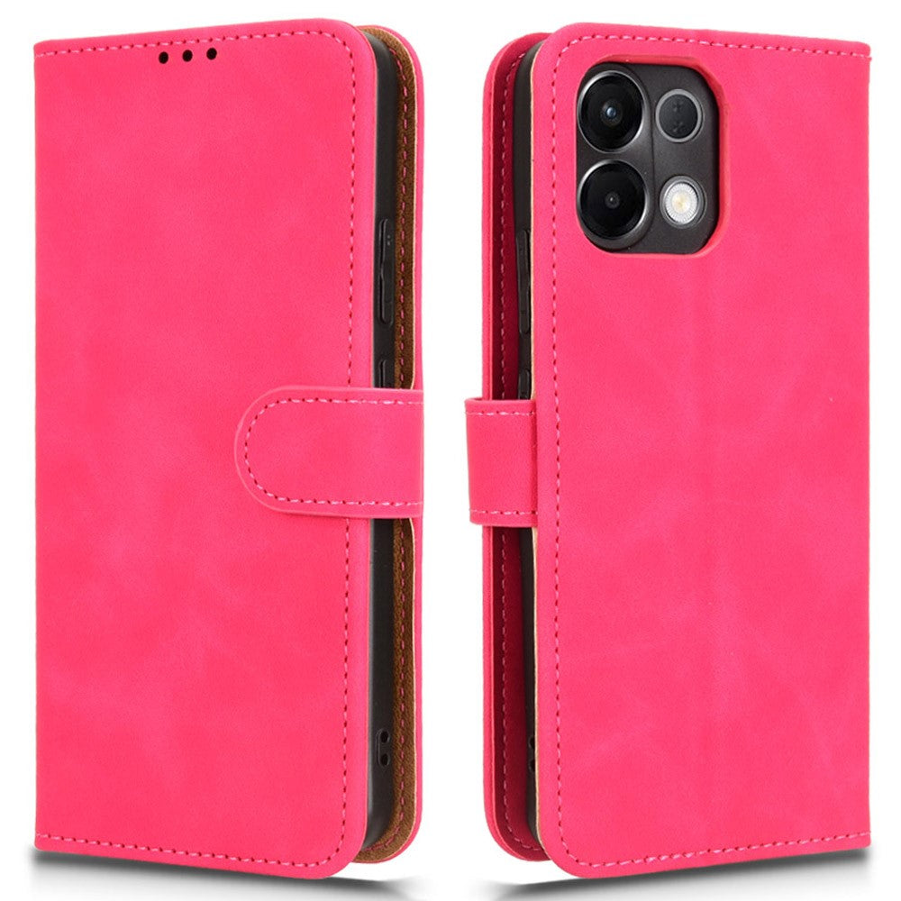 Leather Case For Oppo K13 5G / K13x / K12s (China) Skin Feel Anti Drop Wallet Flip Phone Cover - Rose