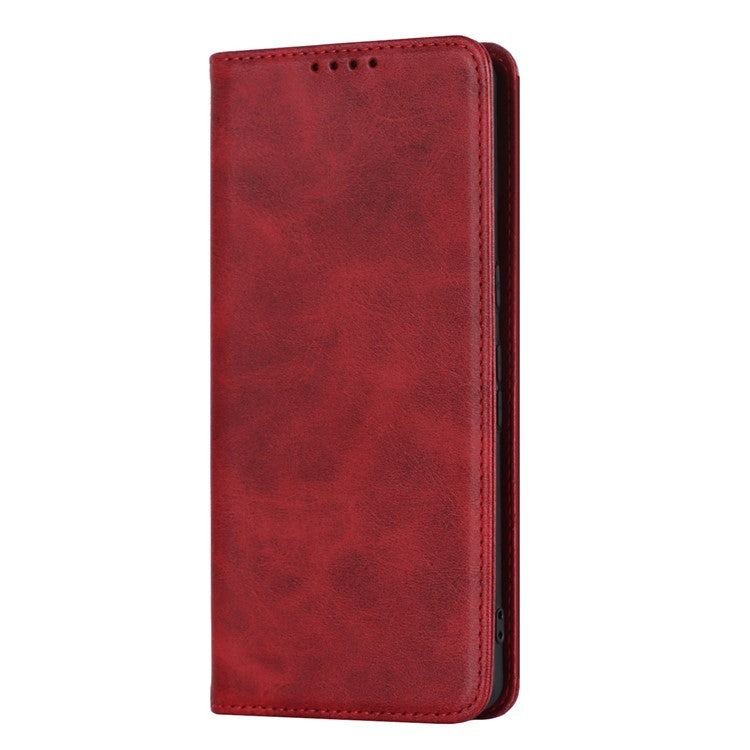 Calf Texture PU Leather Case for Google Pixel 7 Pro 5G, Magnetic Auto Closing Phone Stand Wallet Cover - Red