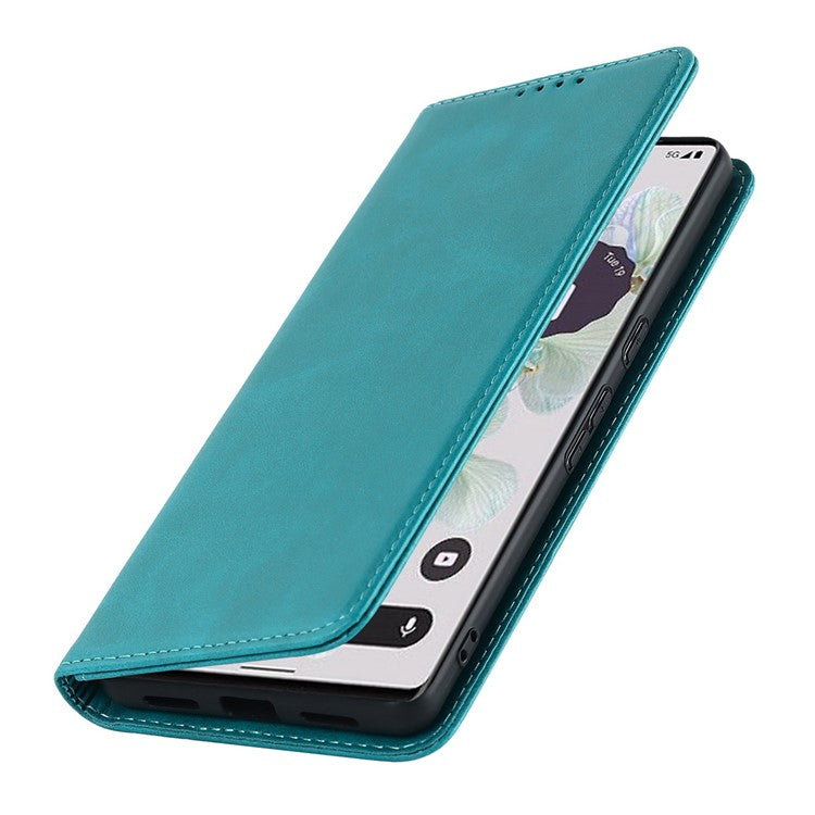 Calf Texture PU Leather Case for Google Pixel 7 Pro 5G, Magnetic Auto Closing Phone Stand Wallet Cover - Sky Blue