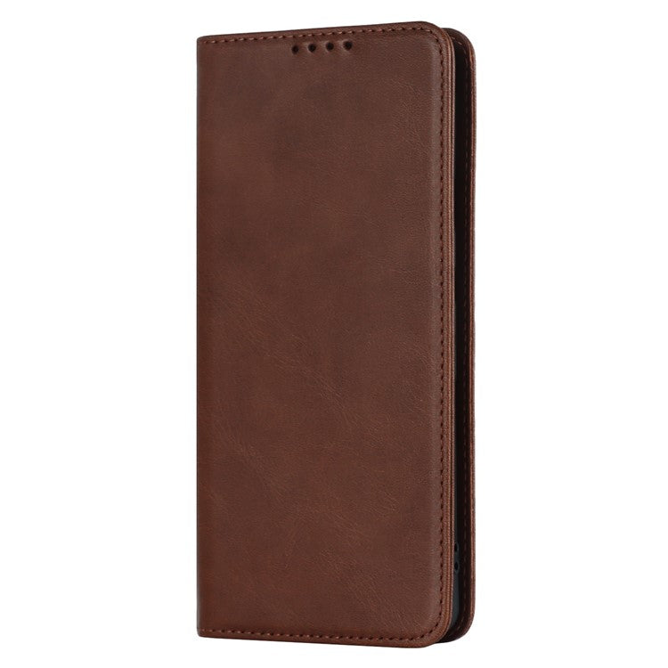 Calf Texture PU Leather Case for Google Pixel 7 Pro 5G, Magnetic Auto Closing Phone Stand Wallet Cover - Dark Brown
