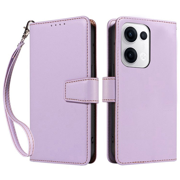 For Oppo Reno13 5G (Global) Case RFID Blocking Leather Wallet Flip Phone Cover with Wrist Strap - Lavender Purple