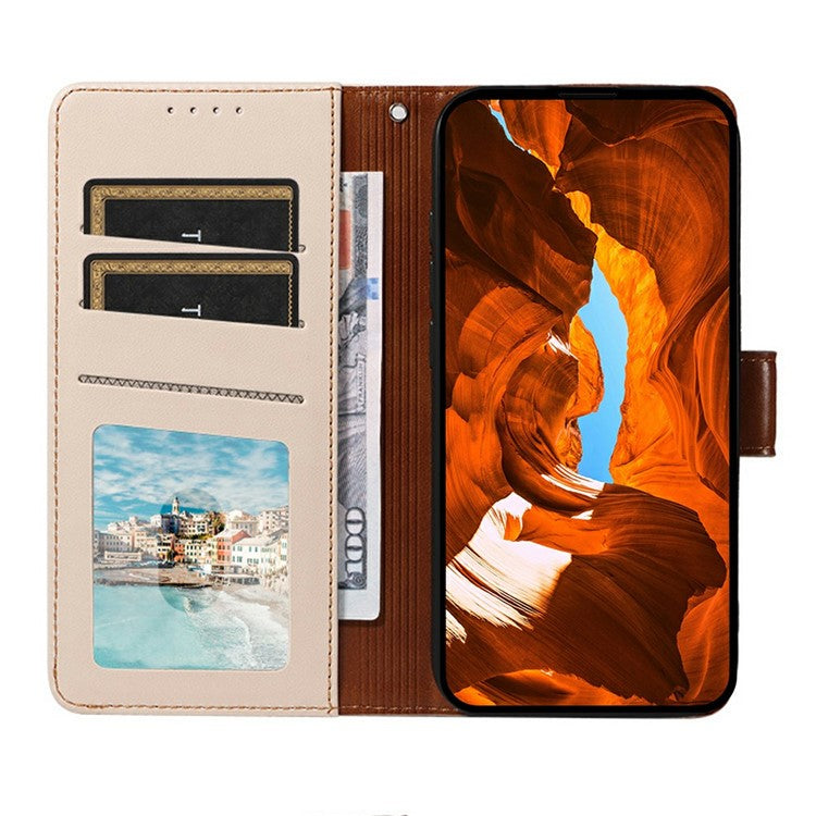 For Oppo Reno13 F 5G Case RFID Blocking Leather Wallet Flip Phone Cover with Wrist Strap - Apricot