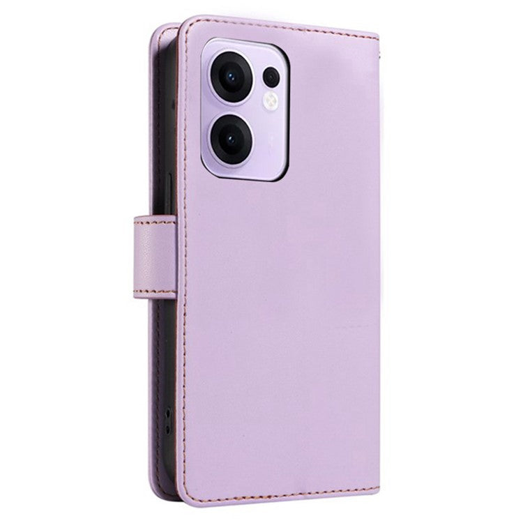 For Oppo Reno13 F 5G Case RFID Blocking Leather Wallet Flip Phone Cover with Wrist Strap - Lavender Purple