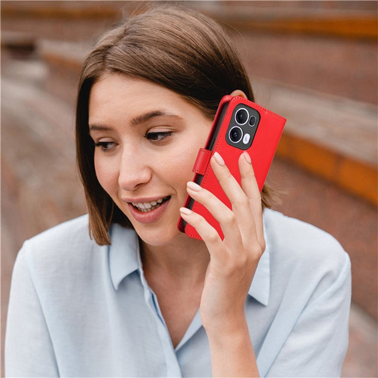 For Oppo Reno13 Pro 5G Case RFID Blocking Leather Wallet Flip Phone Cover with Wrist Strap - Red