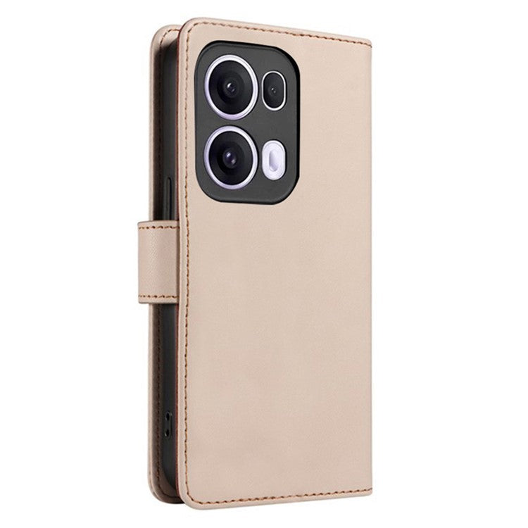 For Oppo Reno13 Pro 5G Case RFID Blocking Leather Wallet Flip Phone Cover with Wrist Strap - Apricot