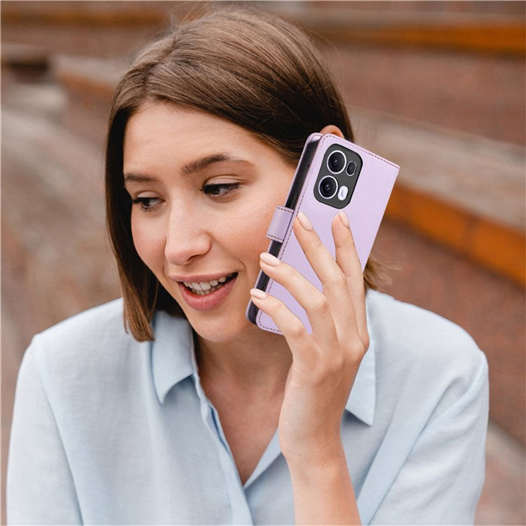 For Oppo Reno13 Pro 5G Case RFID Blocking Leather Wallet Flip Phone Cover with Wrist Strap - Lavender Purple