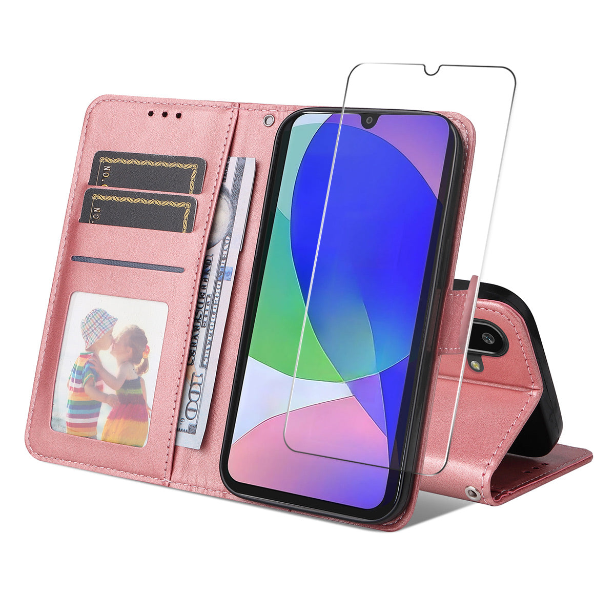 For Samsung Galaxy M16 5G / Galaxy F16 5G PU Leather Wallet Case ENKAY HAT PRINCE Phone Stand Cover with Tempered Glass - Pink