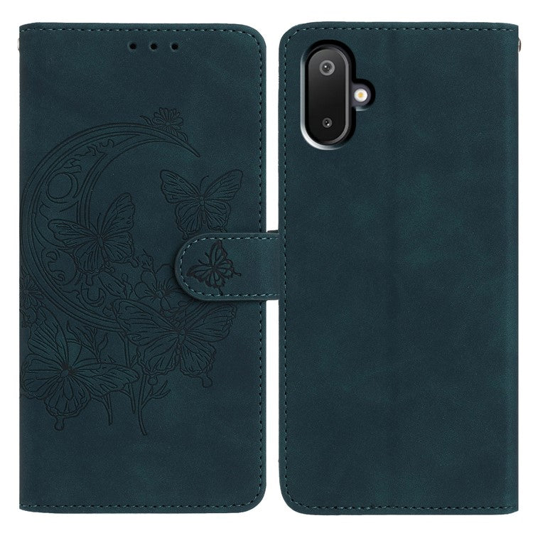 For Samsung Galaxy M06 5G / F06 5G Case Butterfly Flower Imprinted PU Leather Wallet Stand Phone Cover - Green