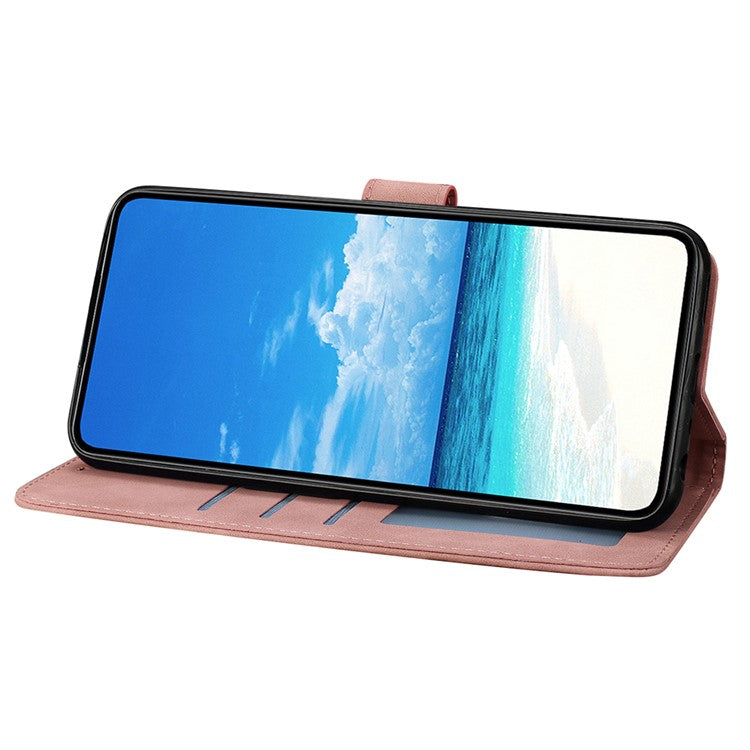 For Samsung Galaxy M06 5G / F06 5G Case Butterfly Flower Imprinted PU Leather Wallet Stand Phone Cover - Rose Gold