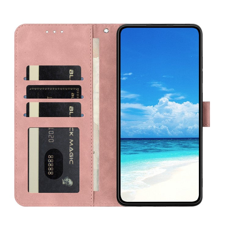 For Samsung Galaxy M06 5G / F06 5G Case Butterfly Flower Imprinted PU Leather Wallet Stand Phone Cover - Rose Gold