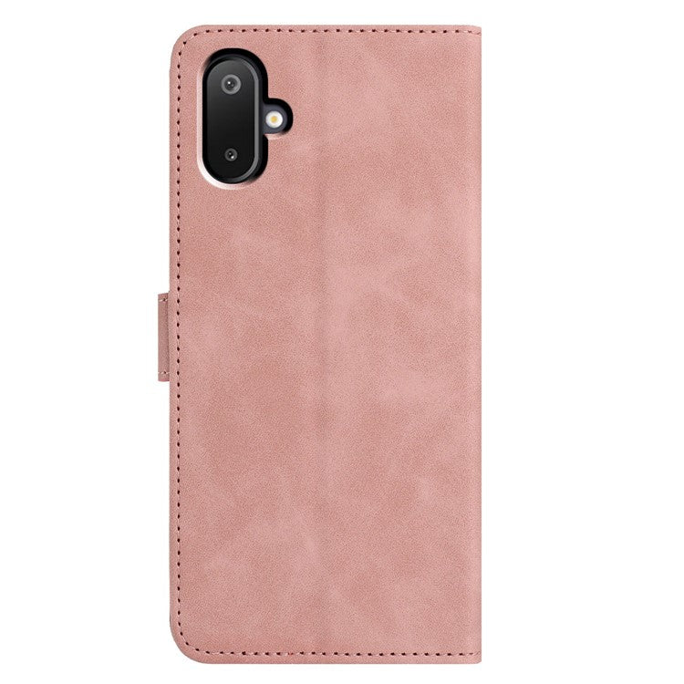 For Samsung Galaxy M06 5G / F06 5G Case Butterfly Flower Imprinted PU Leather Wallet Stand Phone Cover - Rose Gold