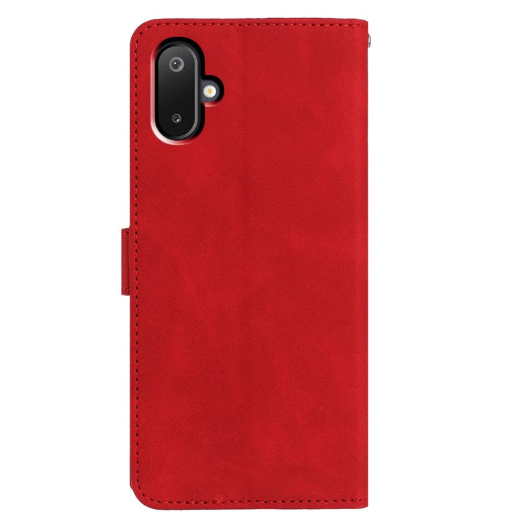 For Samsung Galaxy M06 5G / F06 5G Case Butterfly Flower Imprinted PU Leather Wallet Stand Phone Cover - Red