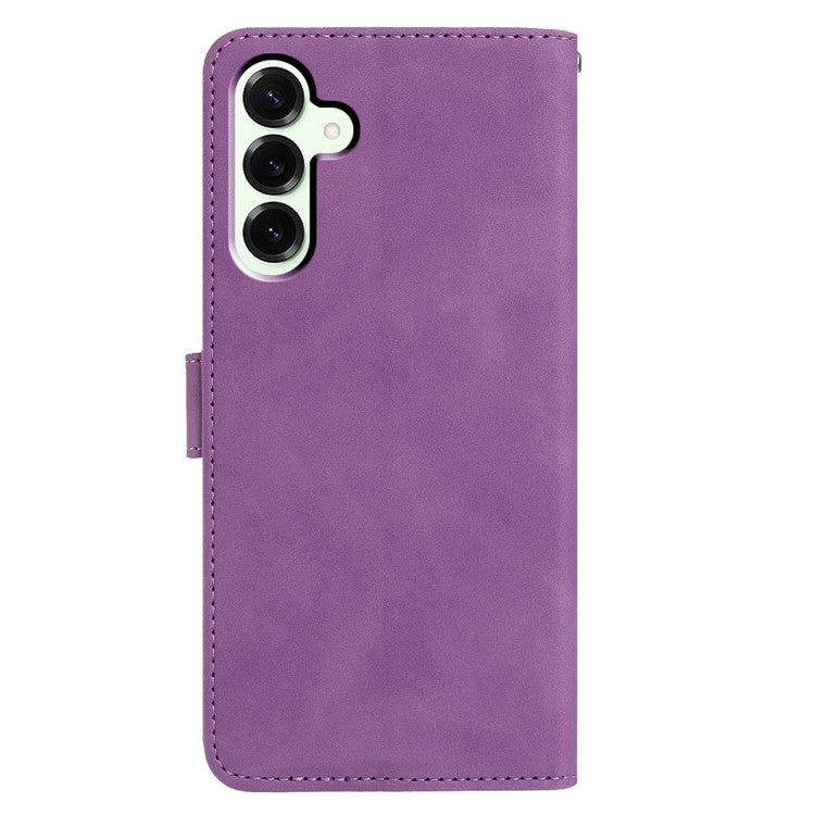 For Samsung Galaxy M16 5G / F16 5G Case Butterfly Flower Imprinted PU Leather Wallet Stand Phone Cover - Purple