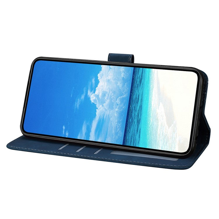 For Samsung Galaxy M16 5G / F16 5G Case Butterfly Flower Imprinted PU Leather Wallet Stand Phone Cover - Blue