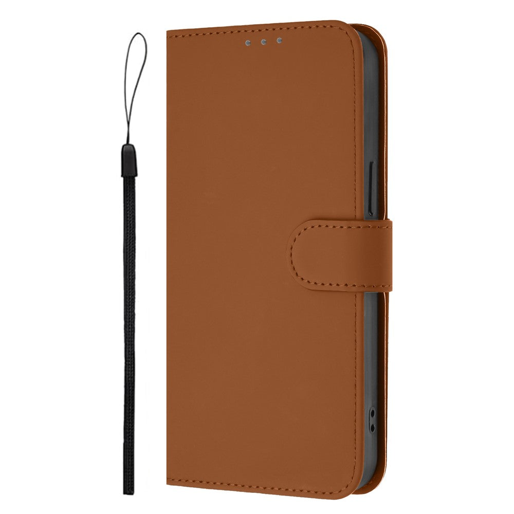 For Oppo K13 5G Case Solid Color Wallet Leather Phone Cover with Strap - Brown