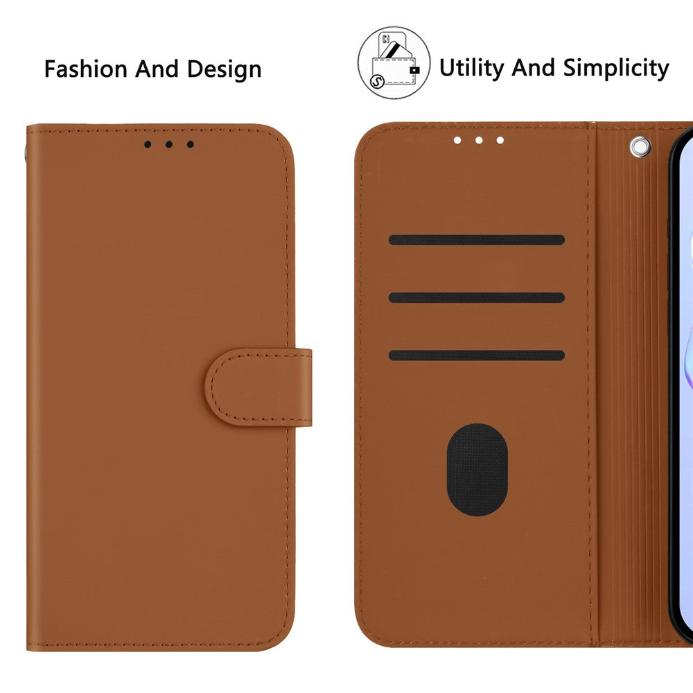For Oppo K13 5G Case Solid Color Wallet Leather Phone Cover with Strap - Brown