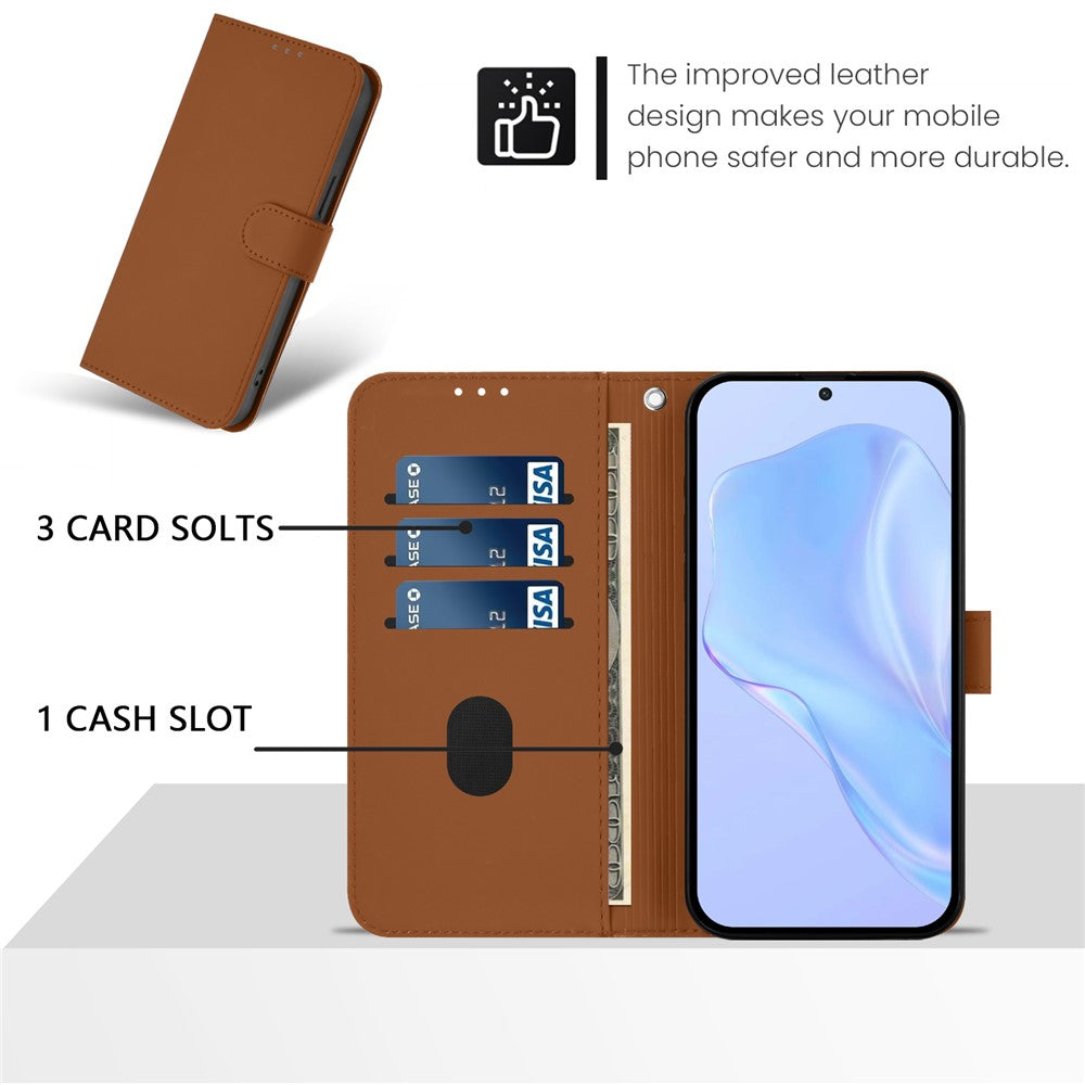 For Oppo K13 5G Case Solid Color Wallet Leather Phone Cover with Strap - Brown