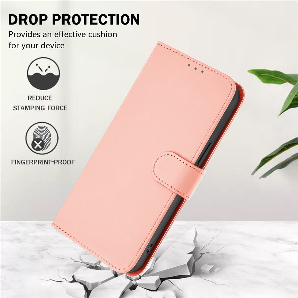 For Oppo K13 5G Case Solid Color Wallet Leather Phone Cover with Strap - Pink