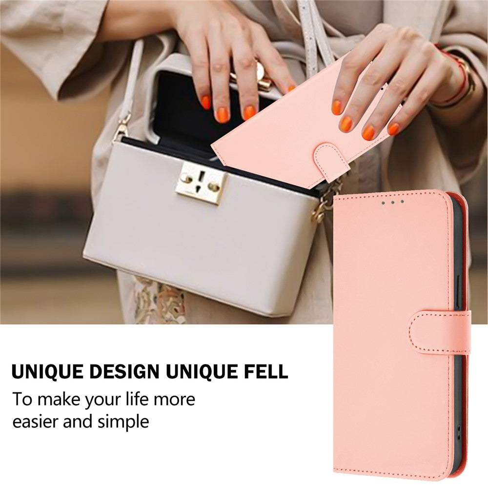 For Oppo K13 5G Case Solid Color Wallet Leather Phone Cover with Strap - Pink