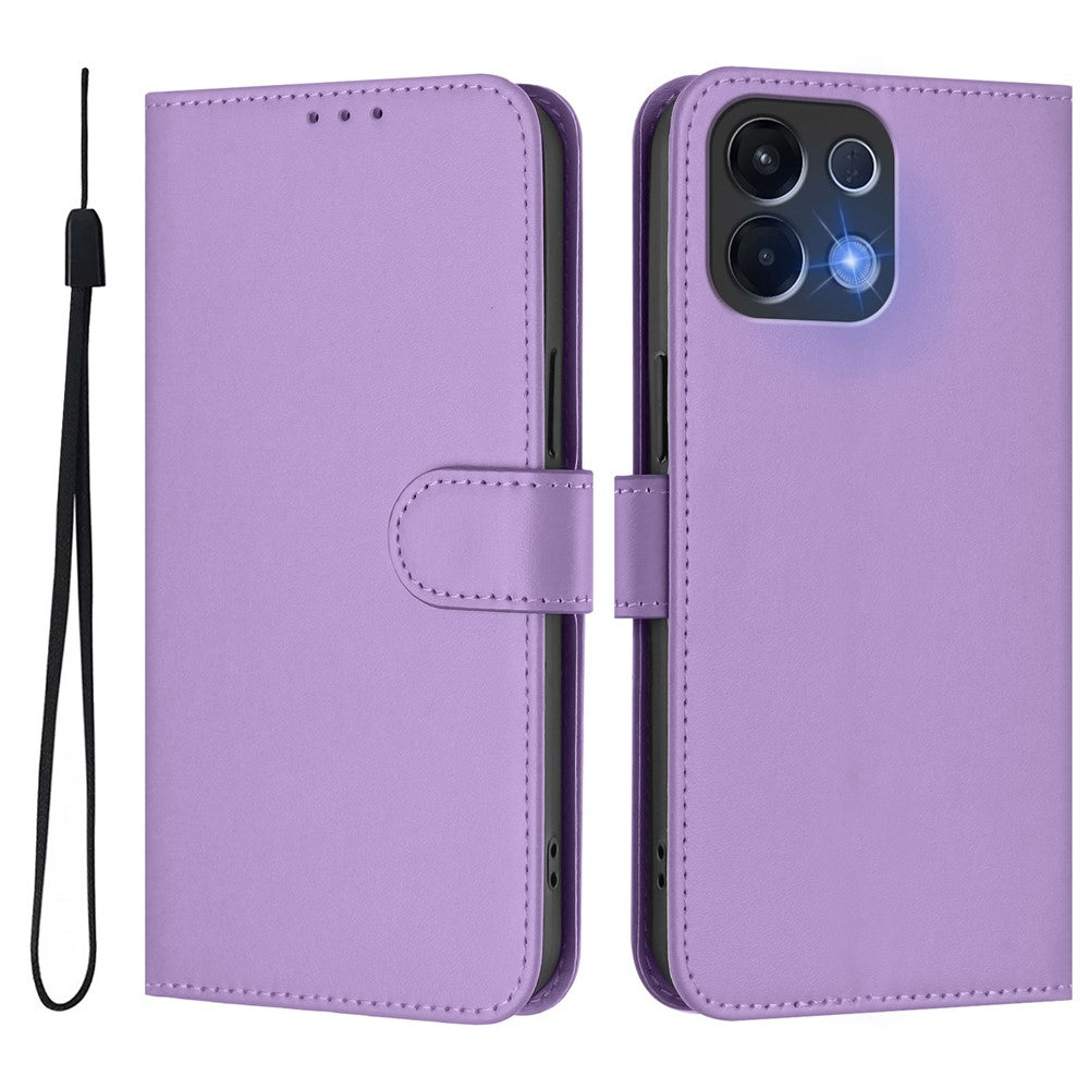 For Oppo K13 5G Case Solid Color Wallet Leather Phone Cover with Strap - Lavender