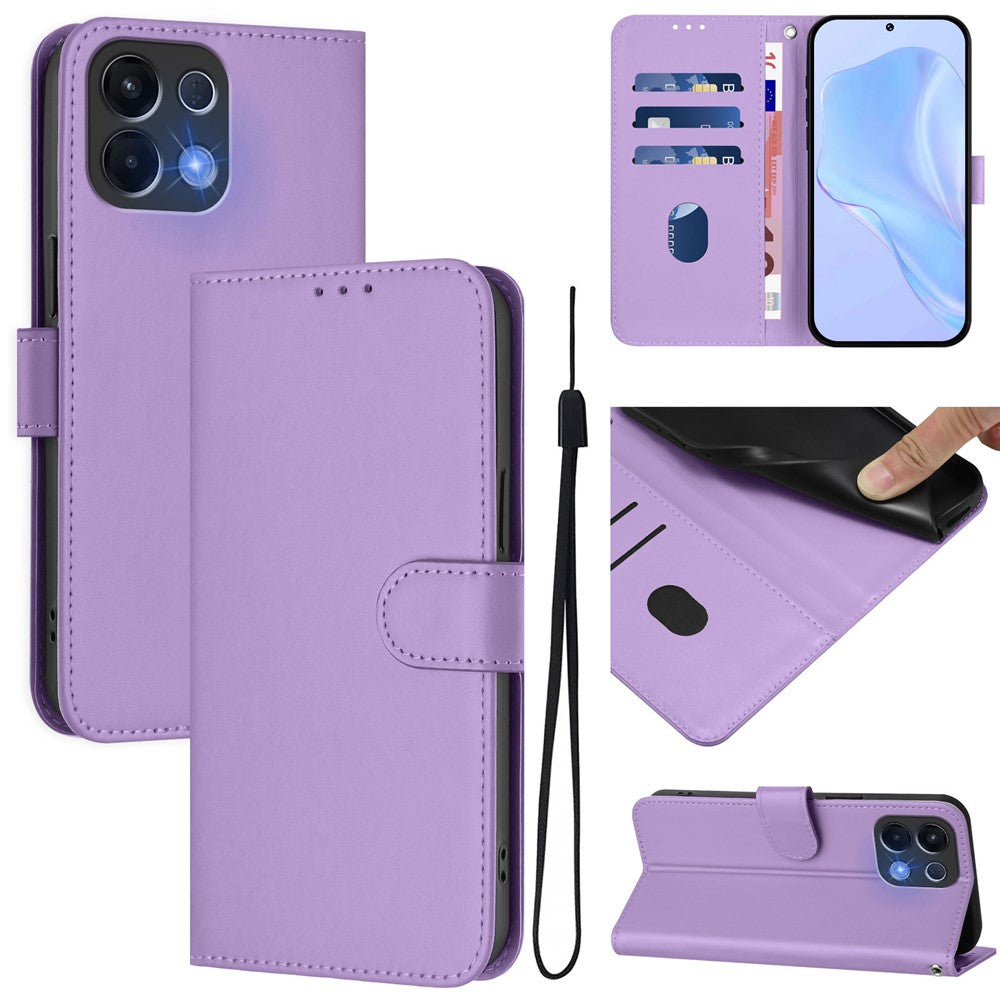 For Oppo K13 5G Case Solid Color Wallet Leather Phone Cover with Strap - Lavender