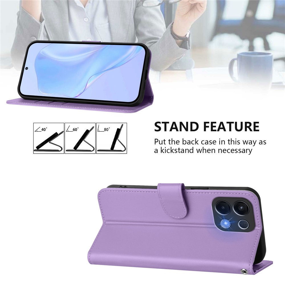 For Oppo K13 5G Case Solid Color Wallet Leather Phone Cover with Strap - Lavender