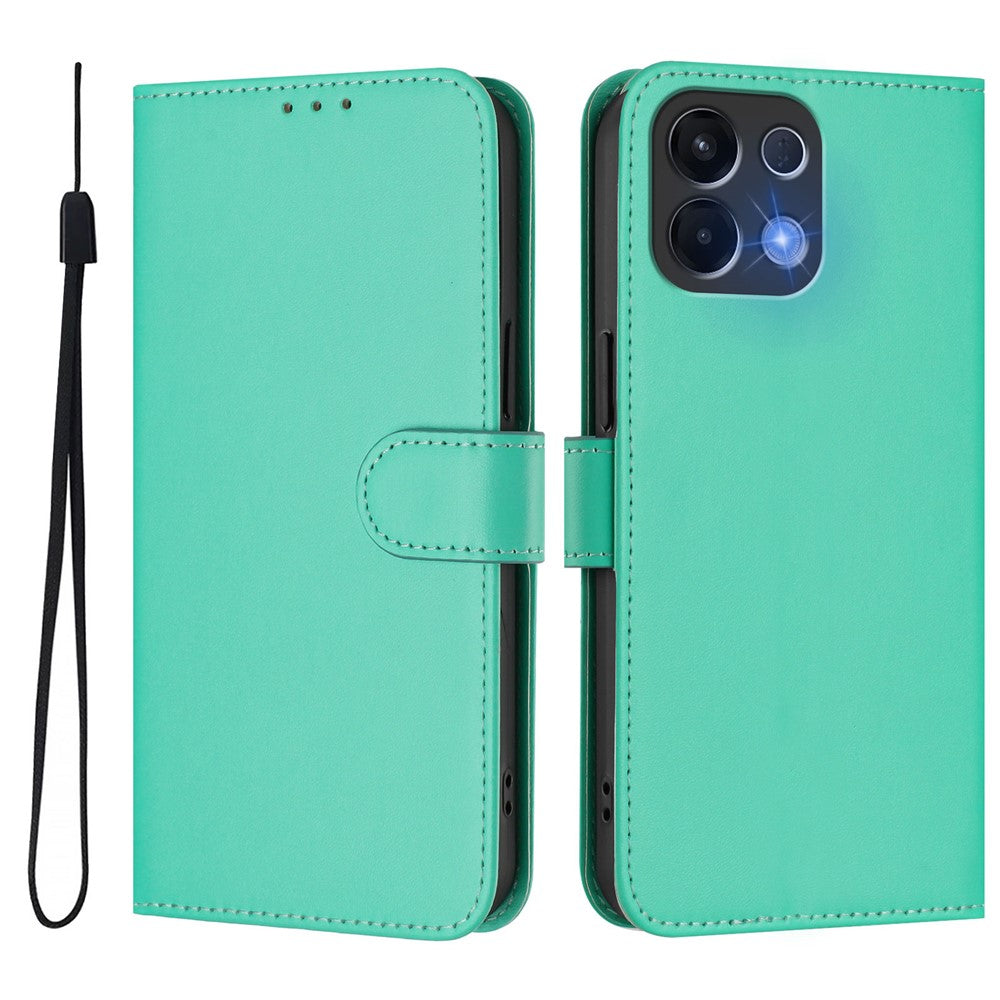 For Oppo K13 5G Case Solid Color Wallet Leather Phone Cover with Strap - Green