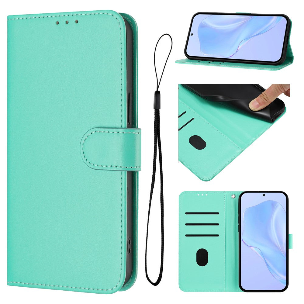 For Oppo K13 5G Case Solid Color Wallet Leather Phone Cover with Strap - Green