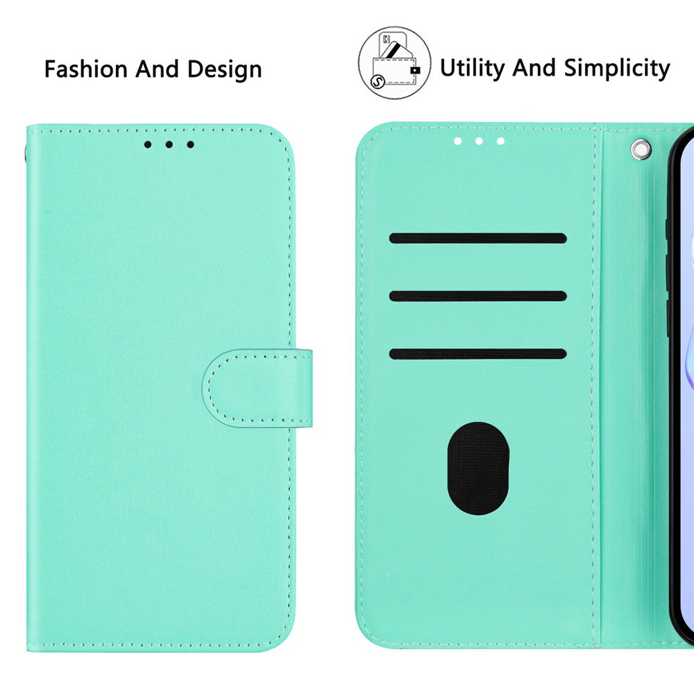 For Oppo K13 5G Case Solid Color Wallet Leather Phone Cover with Strap - Green
