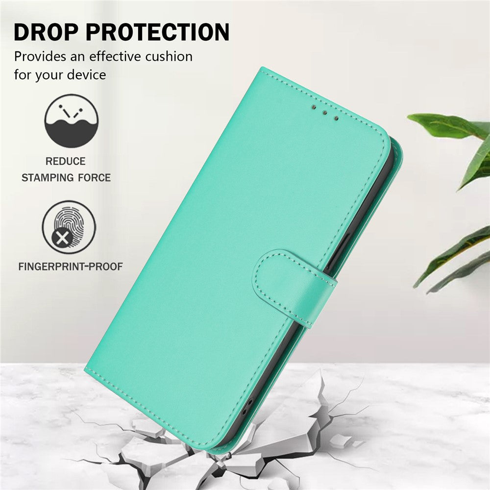 For Oppo K13 5G Case Solid Color Wallet Leather Phone Cover with Strap - Green