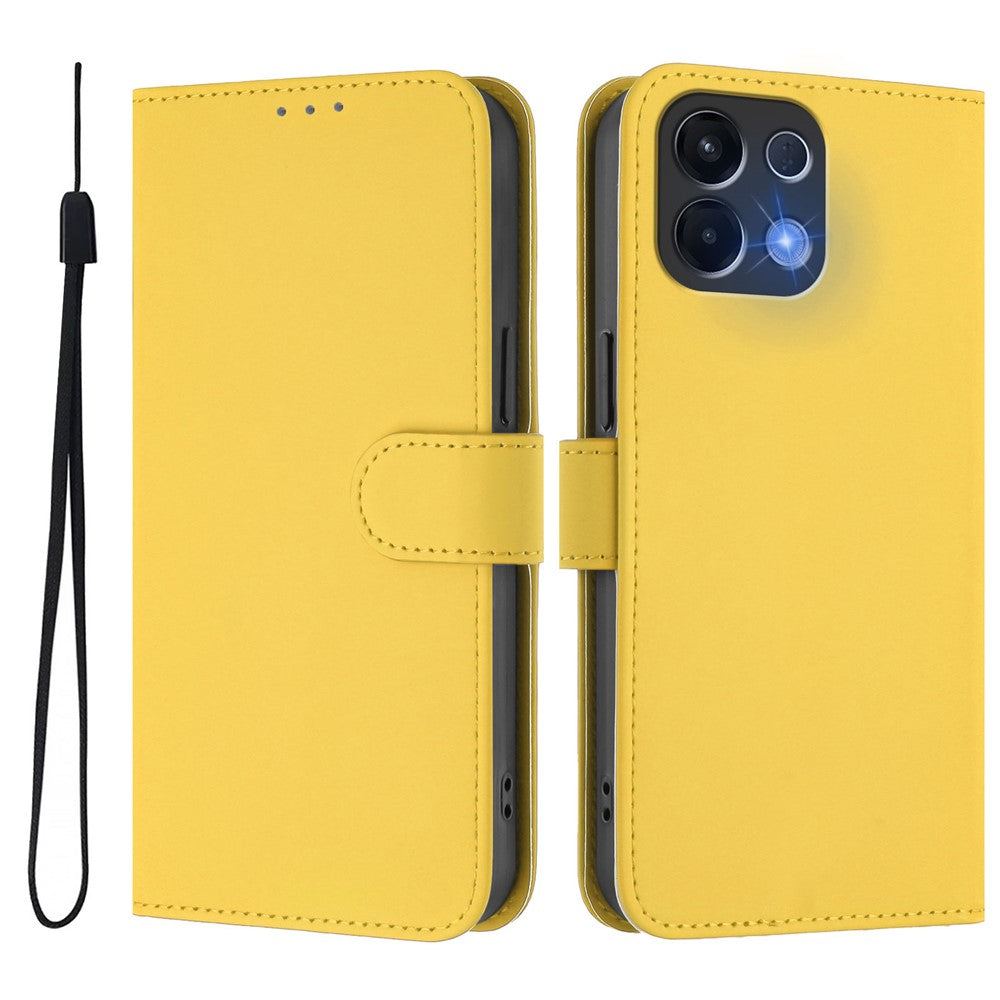 For Oppo K13 5G Case Solid Color Wallet Leather Phone Cover with Strap - Lemon