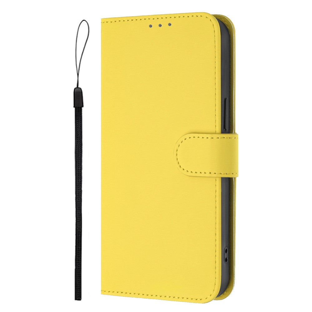 For Oppo K13 5G Case Solid Color Wallet Leather Phone Cover with Strap - Lemon