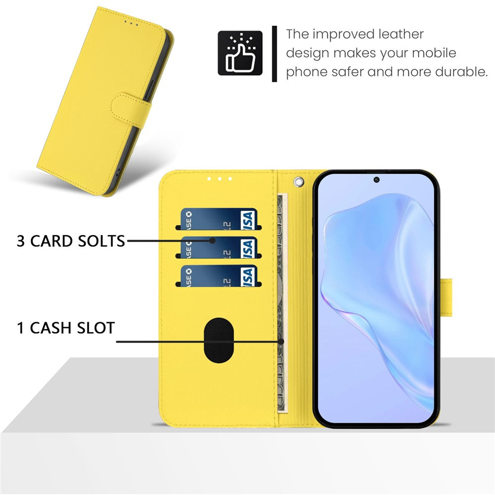 For Oppo K13 5G Case Solid Color Wallet Leather Phone Cover with Strap - Lemon