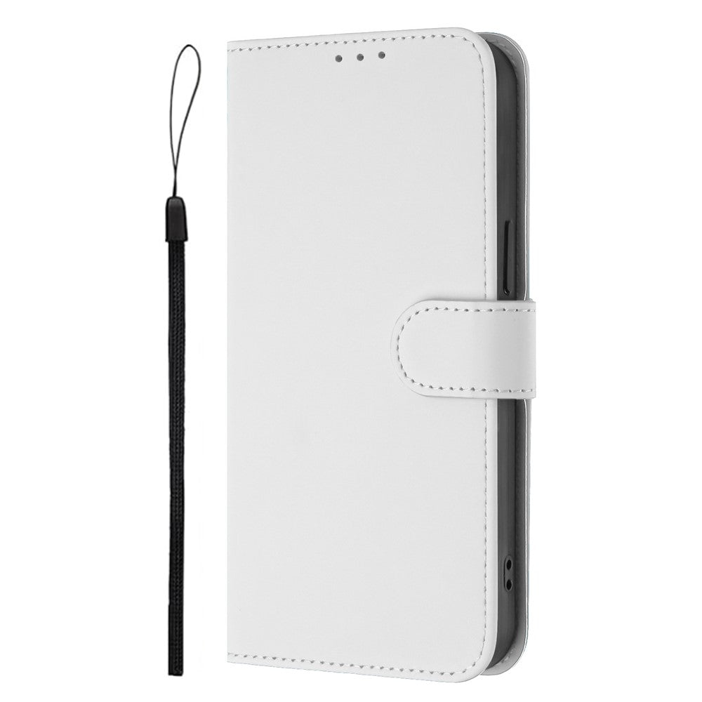 For Oppo K13 5G Case Solid Color Wallet Leather Phone Cover with Strap - White