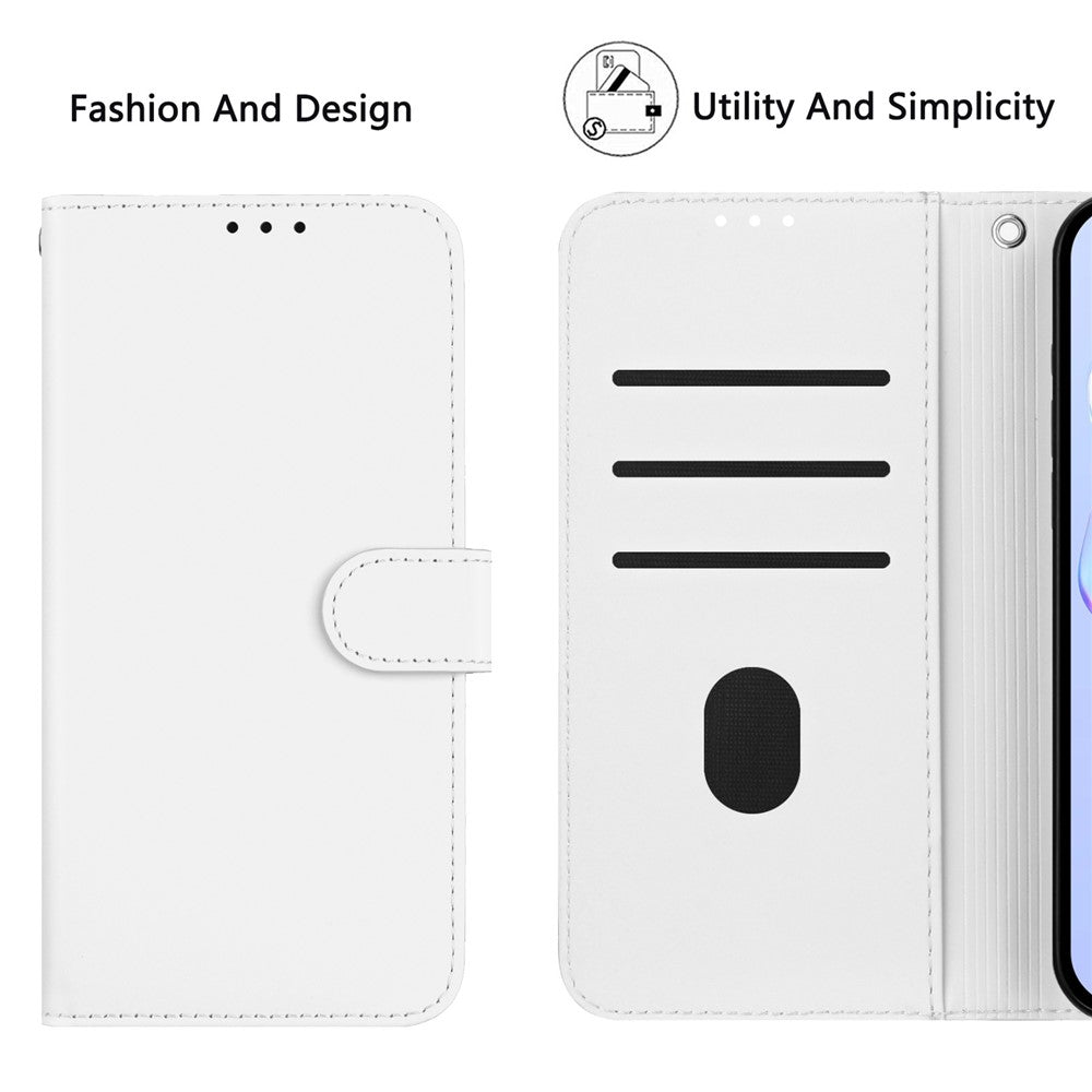 For Oppo K13 5G Case Solid Color Wallet Leather Phone Cover with Strap - White