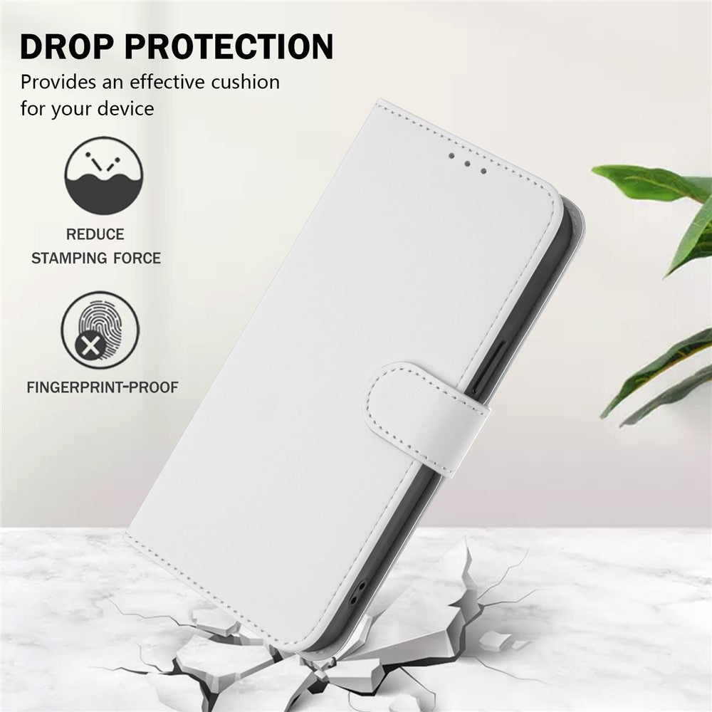 For Oppo K13 5G Case Solid Color Wallet Leather Phone Cover with Strap - White