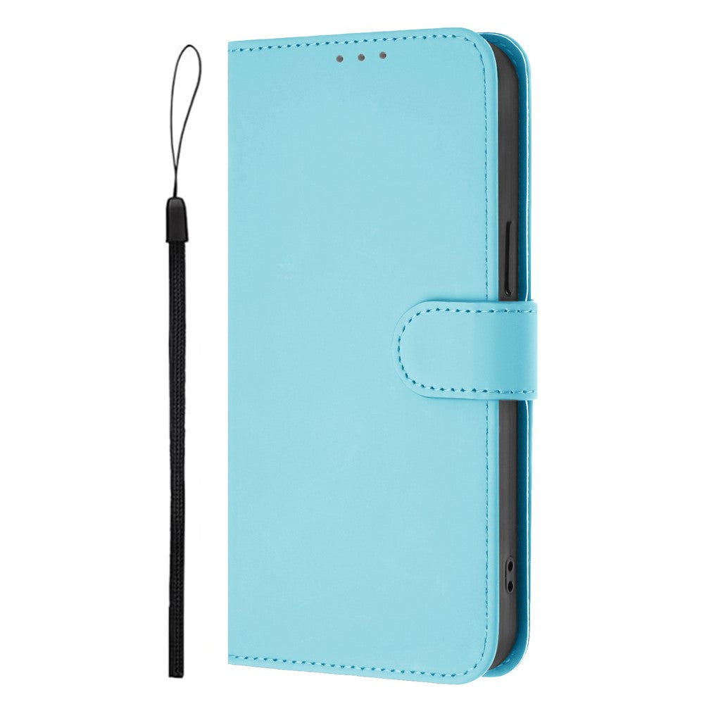 For Oppo K13 5G Case Solid Color Wallet Leather Phone Cover with Strap - Sky Blue