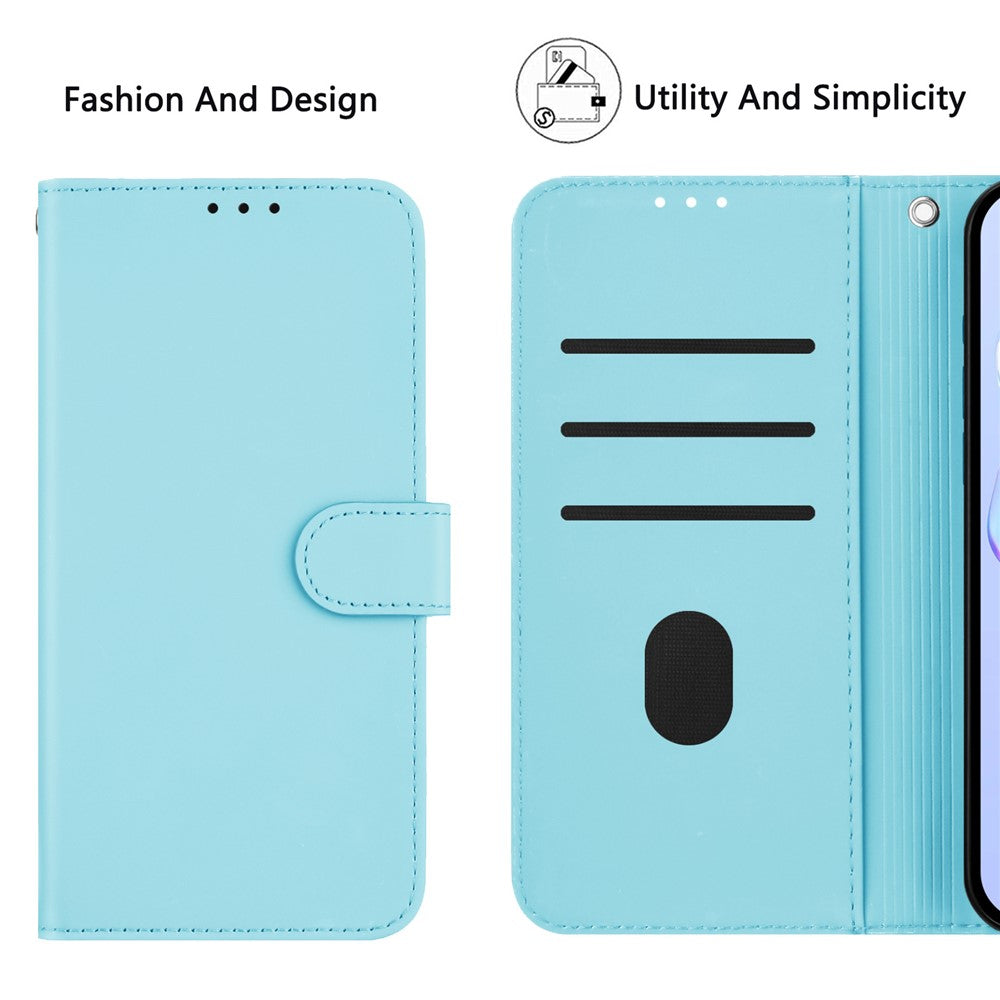 For Oppo K13 5G Case Solid Color Wallet Leather Phone Cover with Strap - Sky Blue